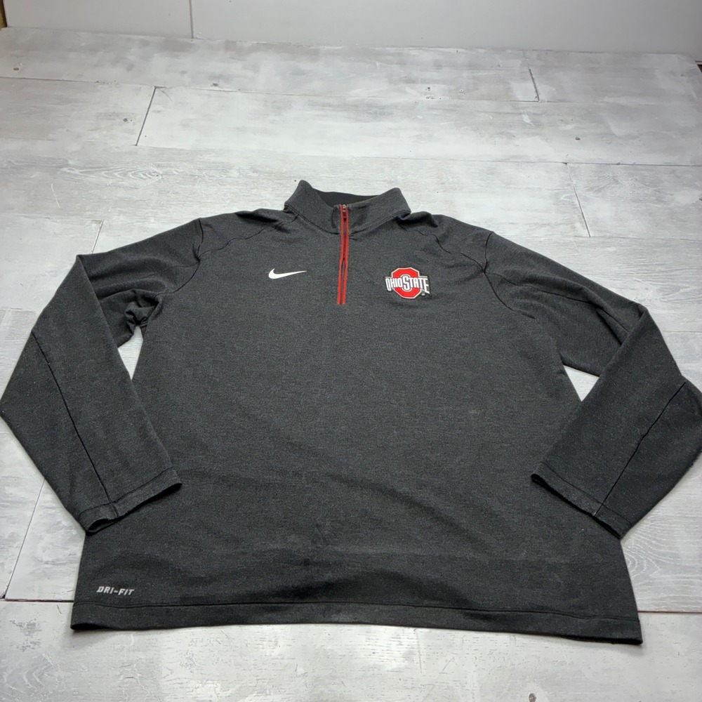 Nike Ohio State Buckeyes Pullover Mens XXL Gray Dri-FIT 1/4 Zip OSU 31186X-OS4